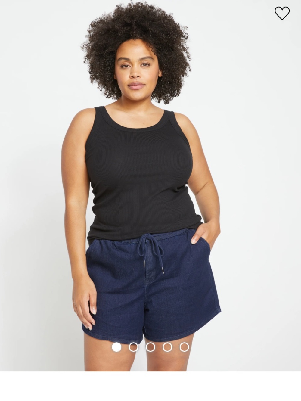 Black Ribbed Tank Top and Navy Drawstring Shorts Set
